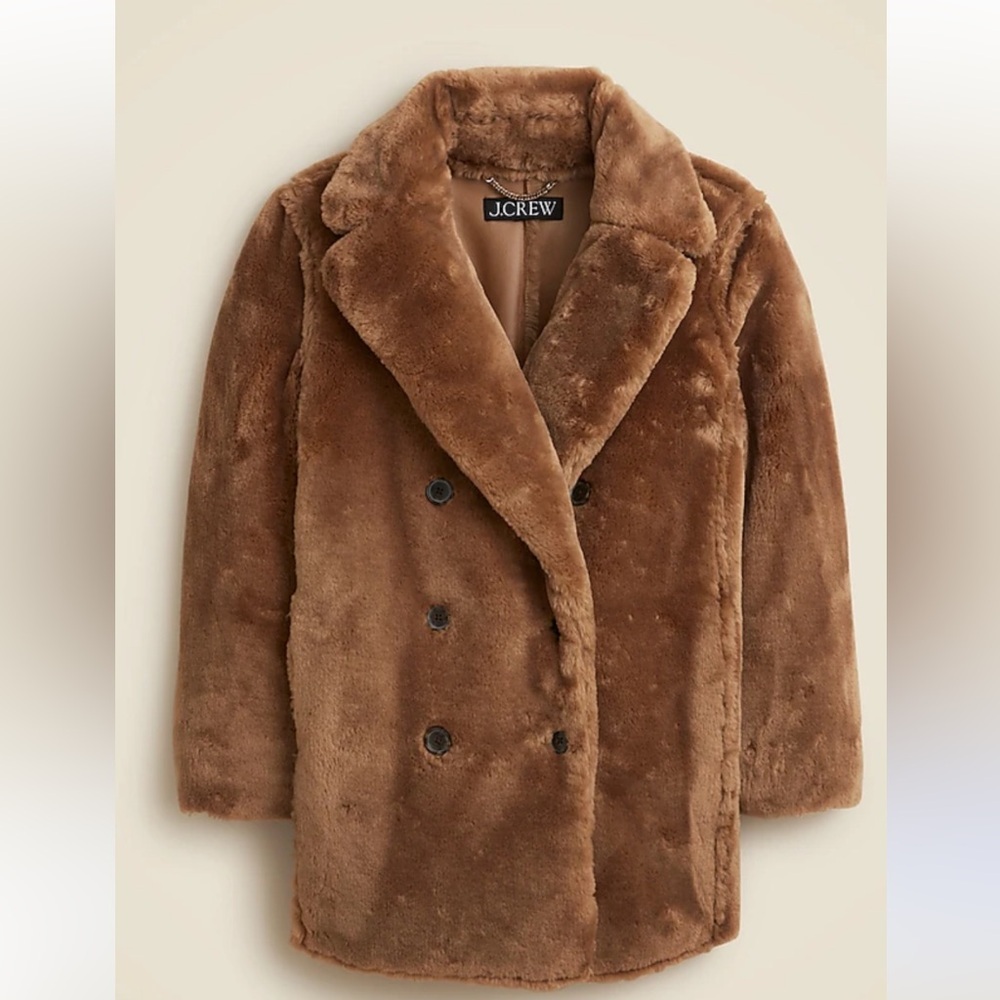 J.Crew Women's Faux-fur peacoat Size L - Picture 2 of 6